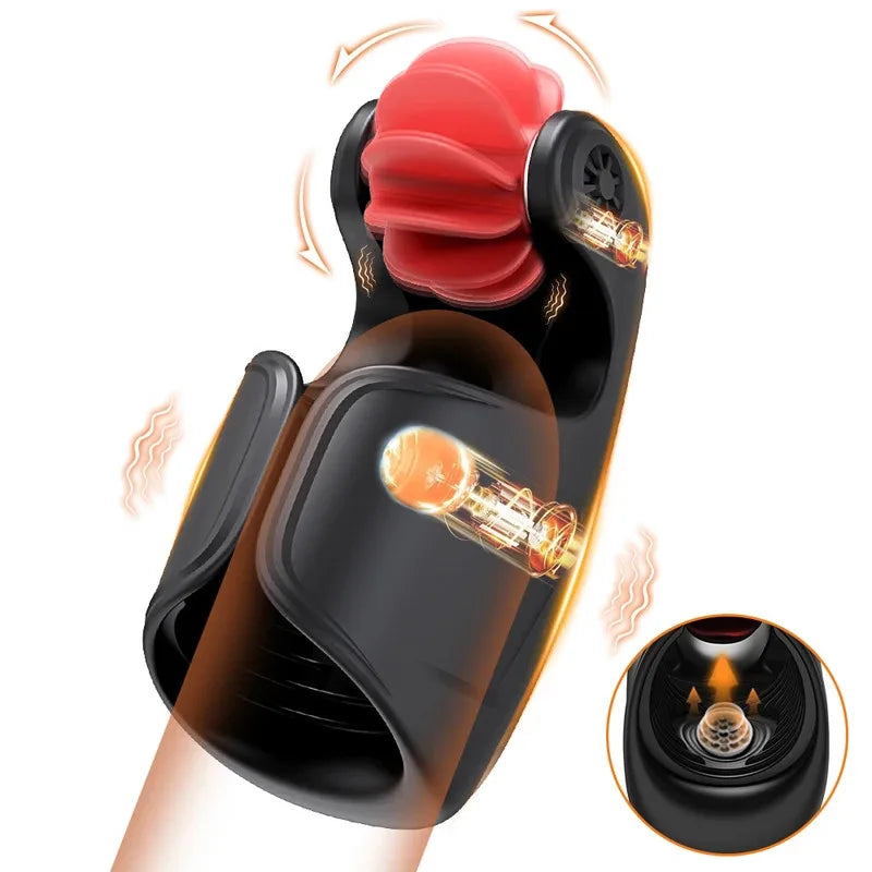 Male Rotating Licking Penis Trainer  Full Intelligent Men Tapping Lasting Glans  Exerciser Delay Endurance Vibrator Toys - buysextoyth