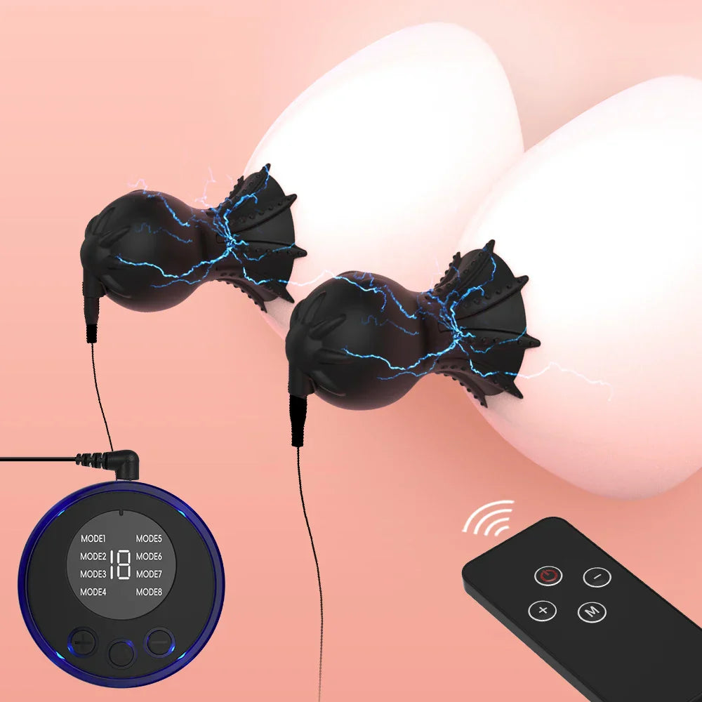 Nipple Sucker Clamps Electro Stimulator Nipples Pussy Breast Clit Masturbator Breast Enlarger Sex Toy Bdsm Tool Electric Shocker - buysextoyth
