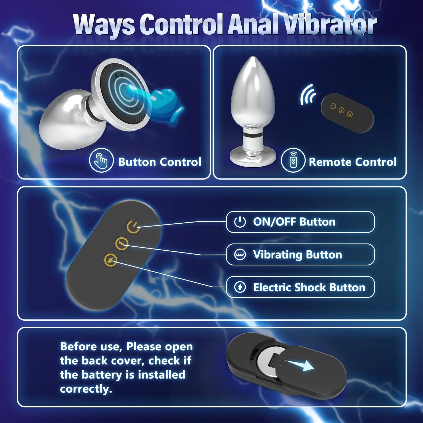 Electroshock Anal Vibrator Microcurrent Stimulation Remote Vibrating Butt Plug Prostate Massager Adult Women Men Anal Sex Toys - buysextoyth