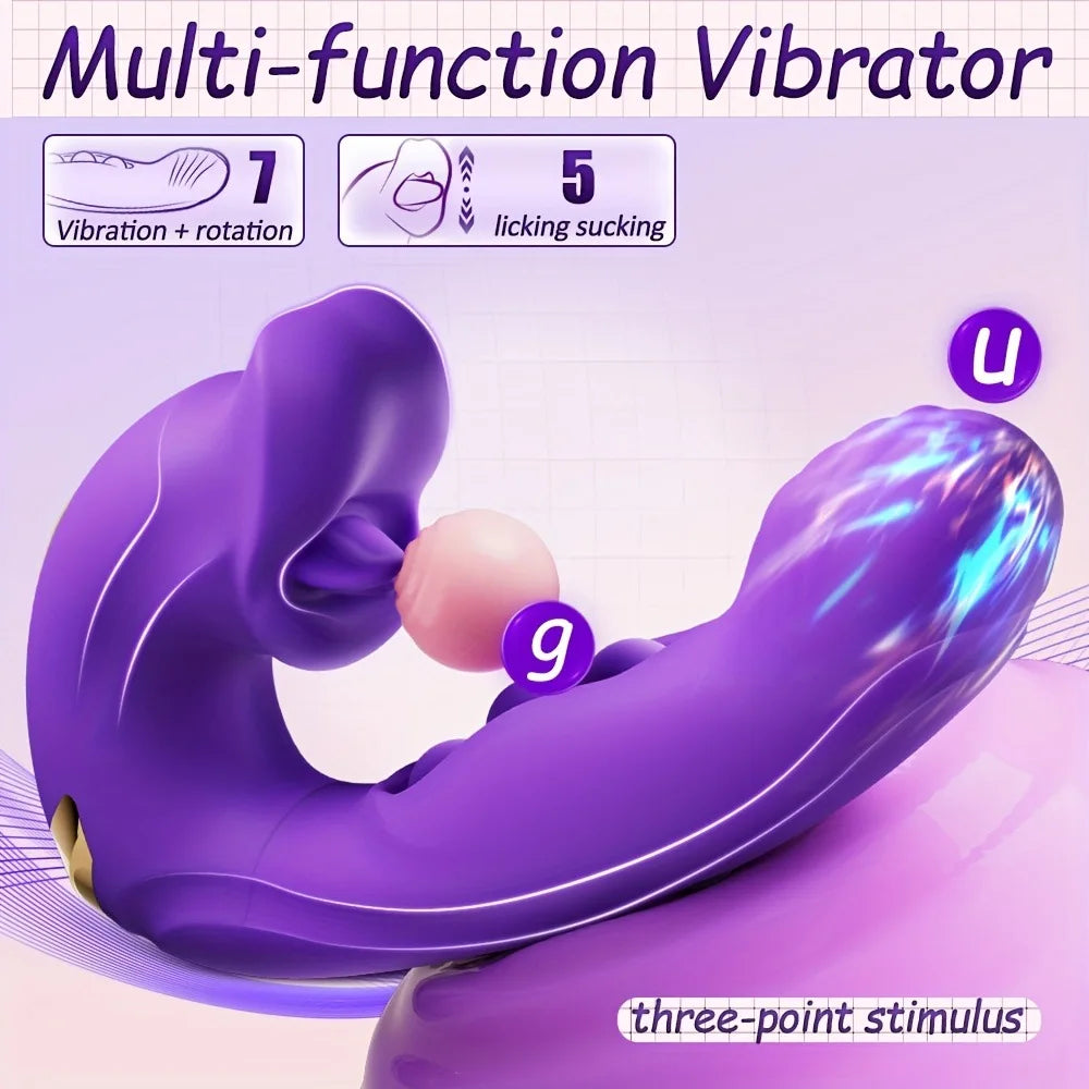 3 in 1 Realistic Lips Clitoris Vibrator for Woman G Spot Sex Toy with 10 Flapping Vibrating and Licking Tongue Modes Masturbator - buysextoyth