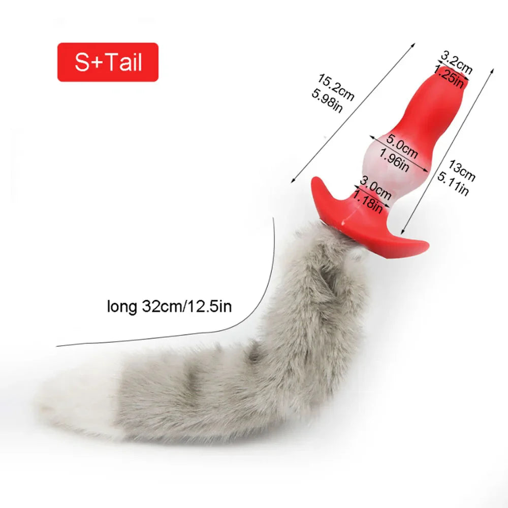 Adult Sex Games Anal Plug With Tail Soft Silicone Dog Knot Butt Plug Wearable Tail Detachable Cosplay Sex Toys For Women Men - buysextoyth
