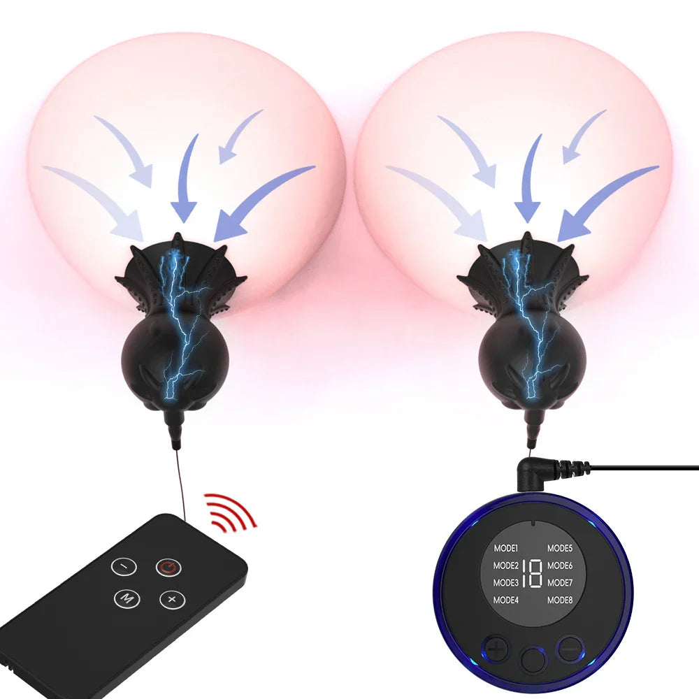 Nipple Sucker Clamps Electro Stimulator Nipples Pussy Breast Clit Masturbator Breast Enlarger Sex Toy Bdsm Tool Electric Shocker - buysextoyth