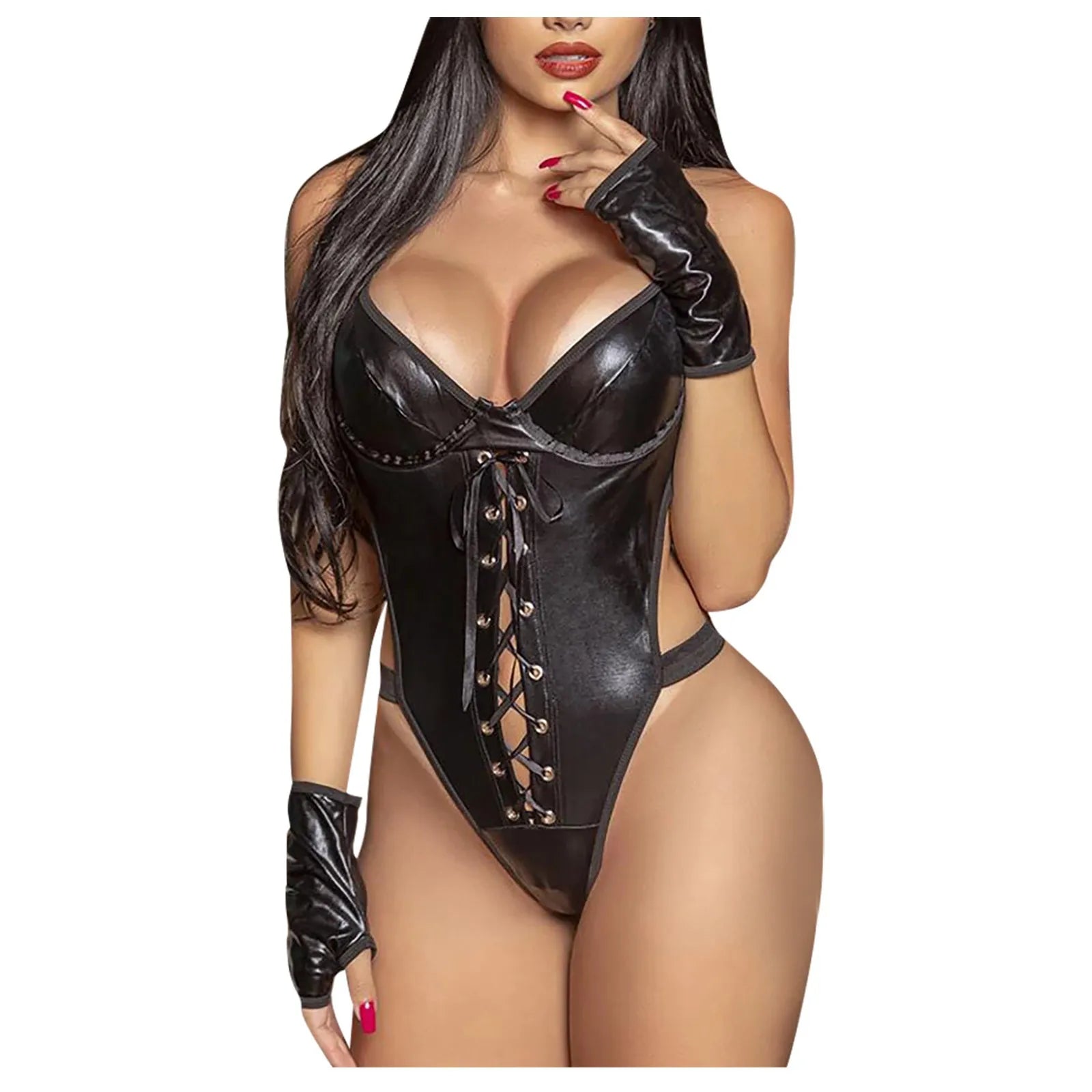 Multi styles PU Leather Bodysuits Women Zipper Open Crotch Bodystocking Body Suit Sexy Lingerie Costumes - buysextoyth