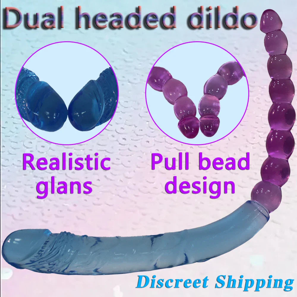 Two sizes of long double-headed dildos. double-sided crystal dildos. for anal and G-spot stimulation. unisex - buysextoyth