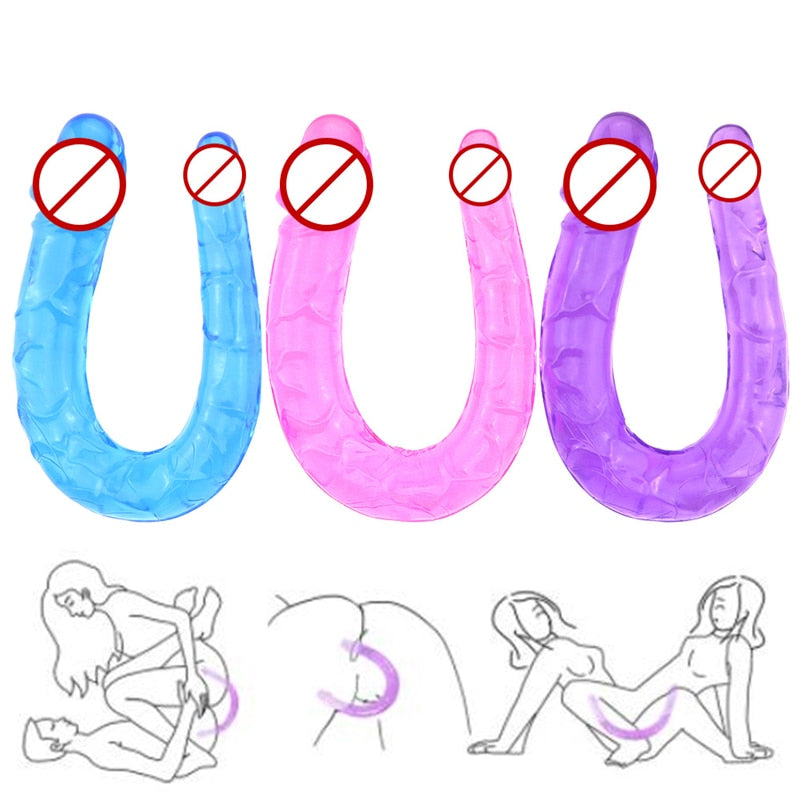 3 Colors U Shape Soft Jelly Double Dildos Vagina Anal Plug Artificial Penis Sexy Toys for Couples Women Gay Lesbian Masturbators - buysextoyth