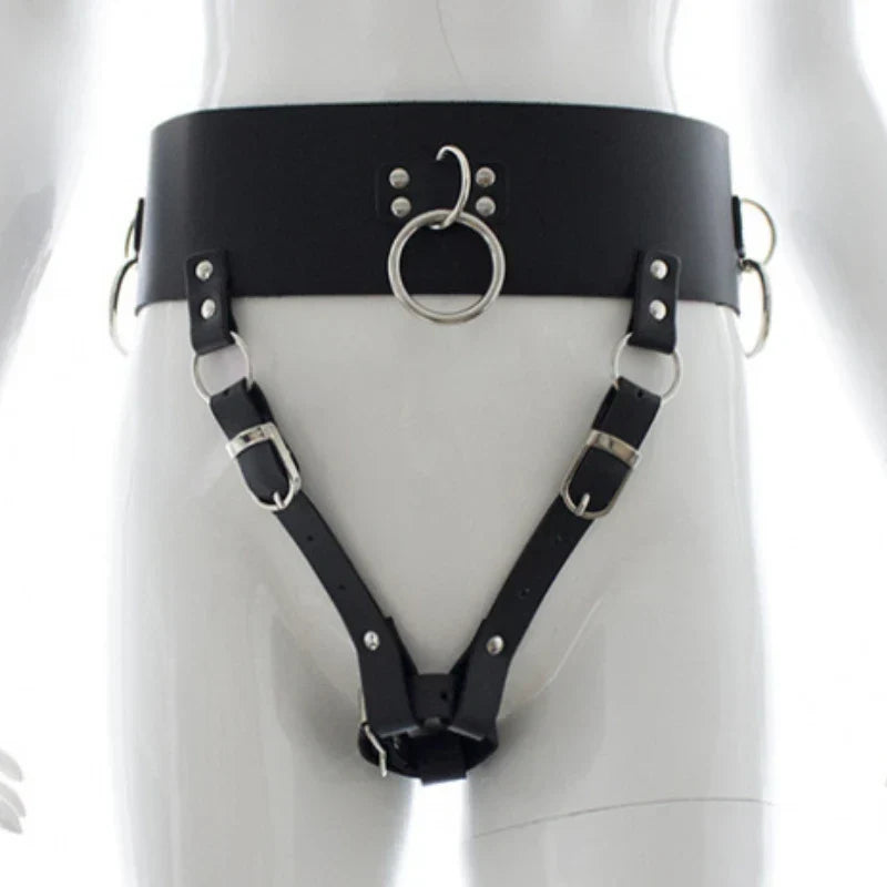 Women Chastity Pants Sexy Lingerie Panties Harness Leather Thong Underwear Bdsm Bondage Restraint Erotic Sex Toys for Women - buysextoyth