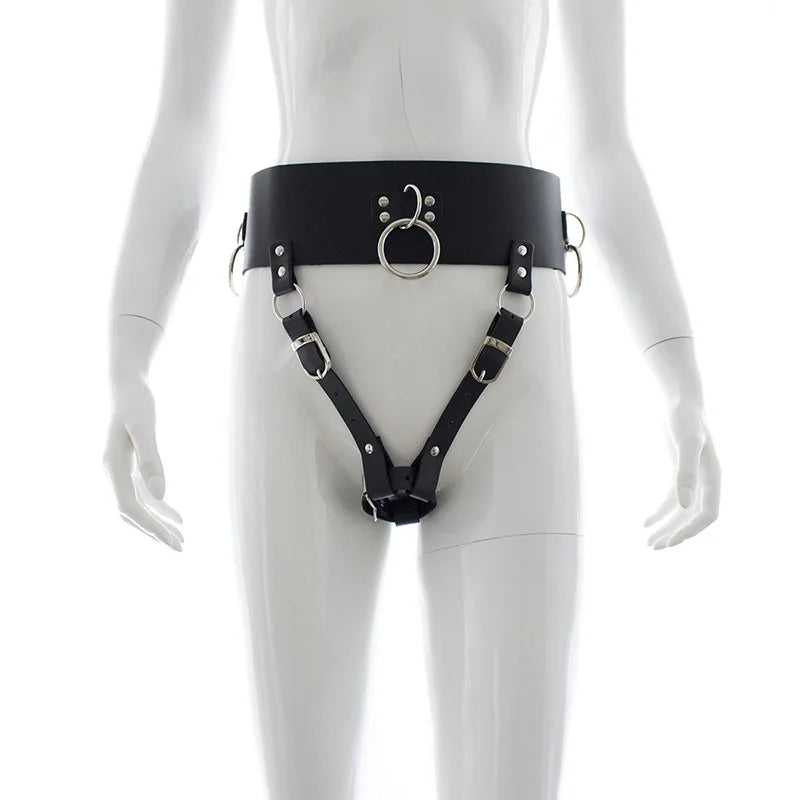 Women Chastity Pants Sexy Lingerie Panties Harness Leather Thong Underwear Bdsm Bondage Restraint Erotic Sex Toys for Women - buysextoyth