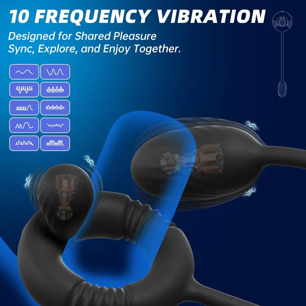 Cock Ring with Prostate Massager Anal Vibrator Silicone Pleasure Penis Ring Anal Butt Plug for Men Couples Adult Sex Toys - buysextoyth