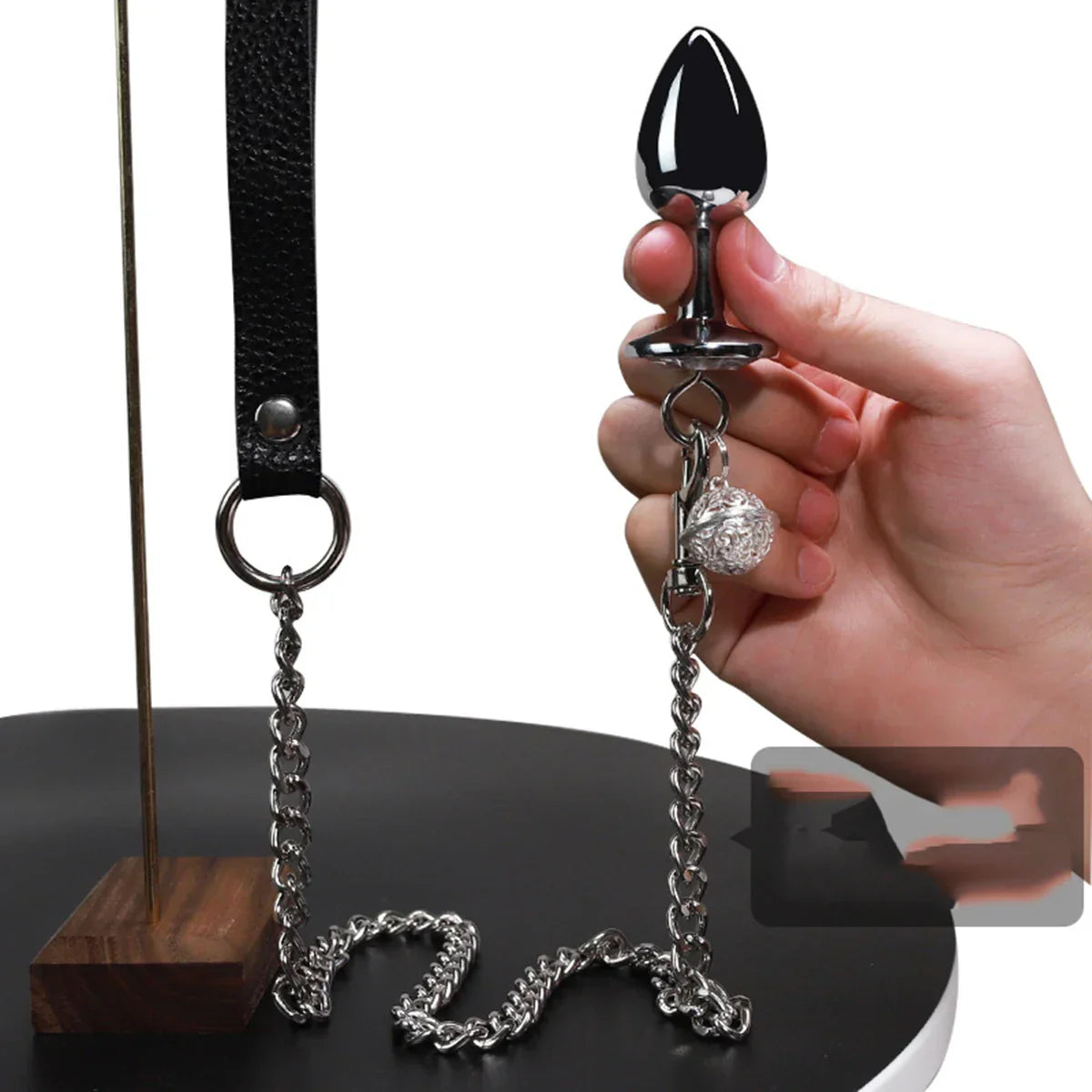 BDSM Bondage Gear Collar Leash Butt Plug Set SM Slave Butt Plug with Ring Bell Chain Slave Leashes Adult Couple Porn Games Kits - buysextoyth