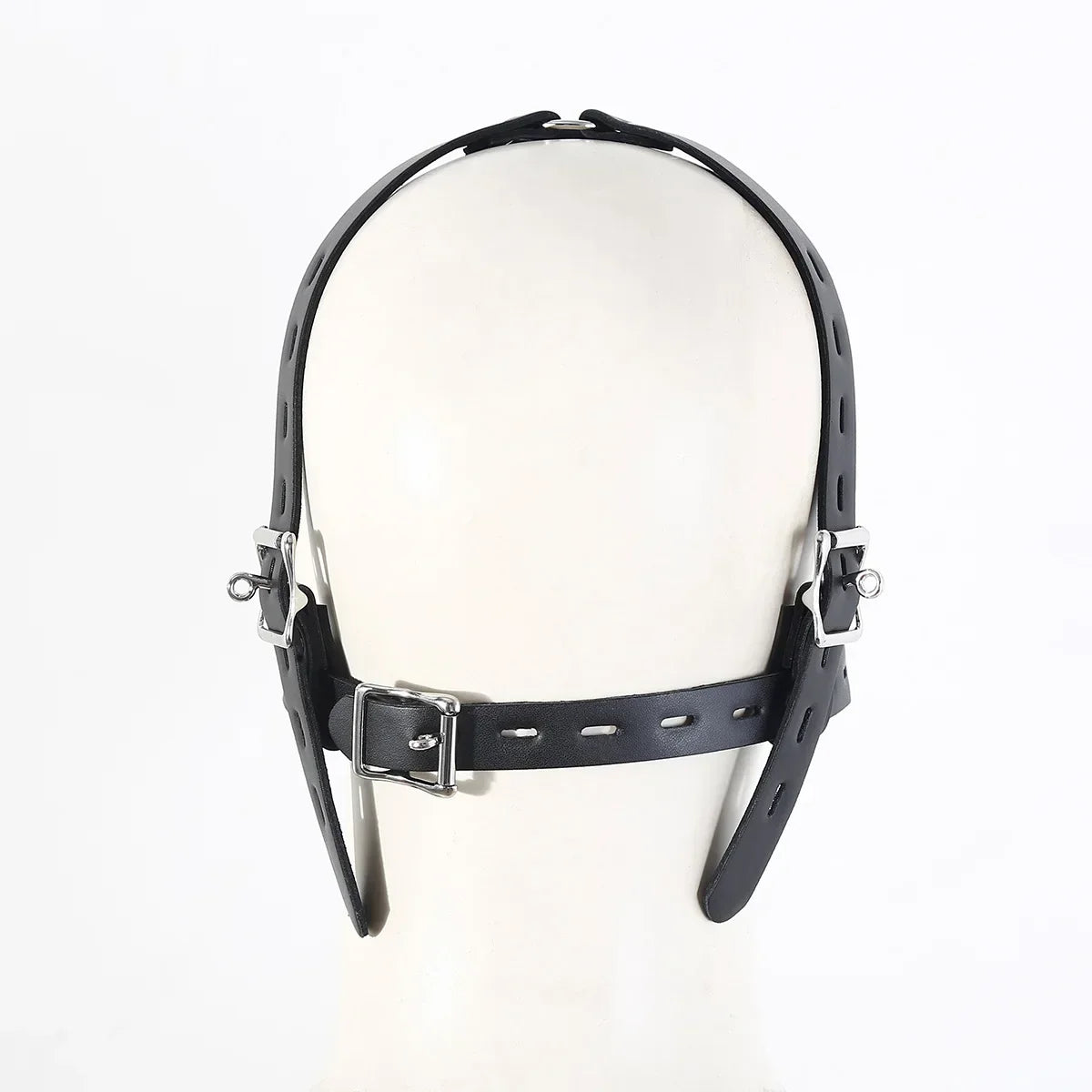 Adult Leather Head Bondage Harness Hood Mask with Metal Restraint Nose Hook Erotic Gadget for Couple BDSM Interactive Sex Toys - buysextoyth