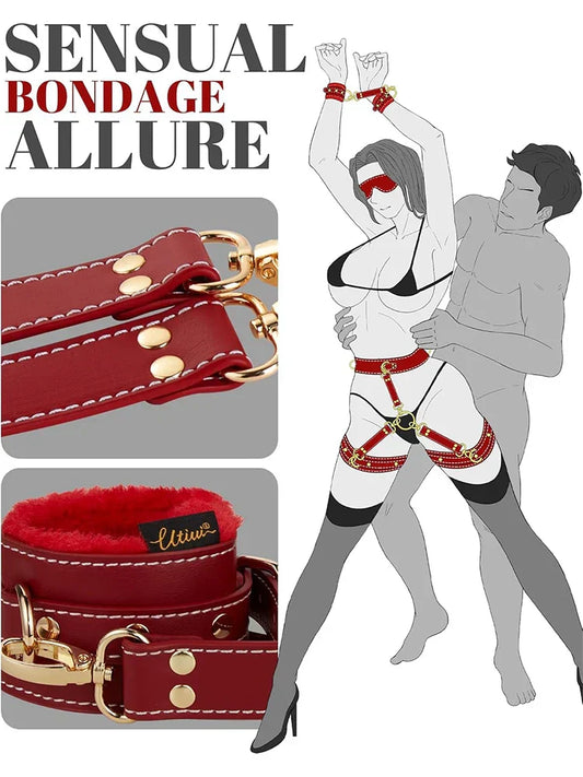 Sex Bondage BDSM Handcuffs Ankle Cuff Restraints SM Slave Waist Harness Couple Fetish Toy Kits Hand Restraint Cuff Eyeblinder - buysextoyth