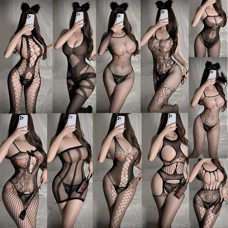 Sex lingerie Tight lace embroidered jumpsuit with open cut cutouts sissyfikation see through sexy for woman sexy outfit Sex shop - buysextoyth