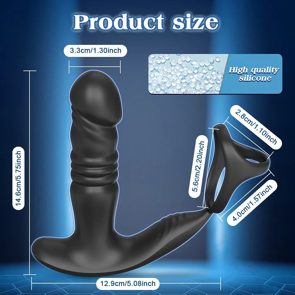 Male Thrusting Prostate Massager Butt Plug for Men APP Control Telescopic Anal Plug Prostate Vibrator for Gay Sex Toy for Men - buysextoyth