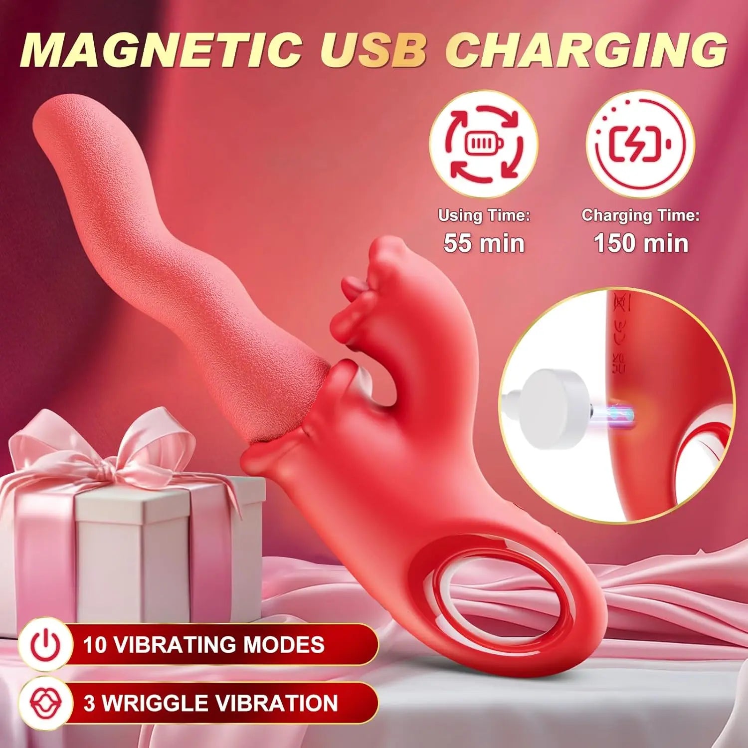3 IN 1 Clitoral Tongue Scroll Vibrator for Women Clit Nipples G-Spot Stimulator Female Vagina Massager Vibrator Adult Sex Toys - buysextoyth