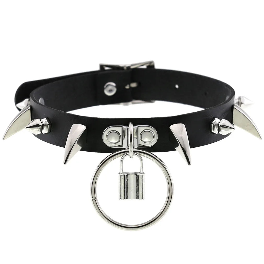 BDSM Different Style Fashion Punk Men Torques Necklace Gothic PU Leather Choker Collar Necklace Women Body Chain - buysextoyth