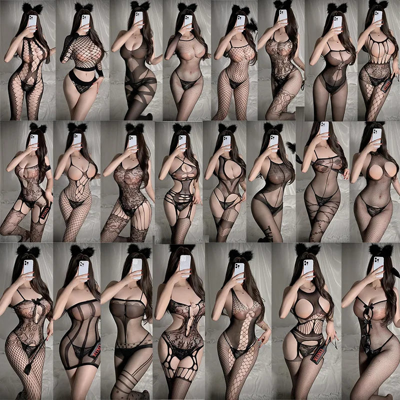 Sex lingerie Tight lace embroidered jumpsuit with open cut cutouts sissyfikation see through sexy for woman sexy outfit Sex shop - buysextoyth