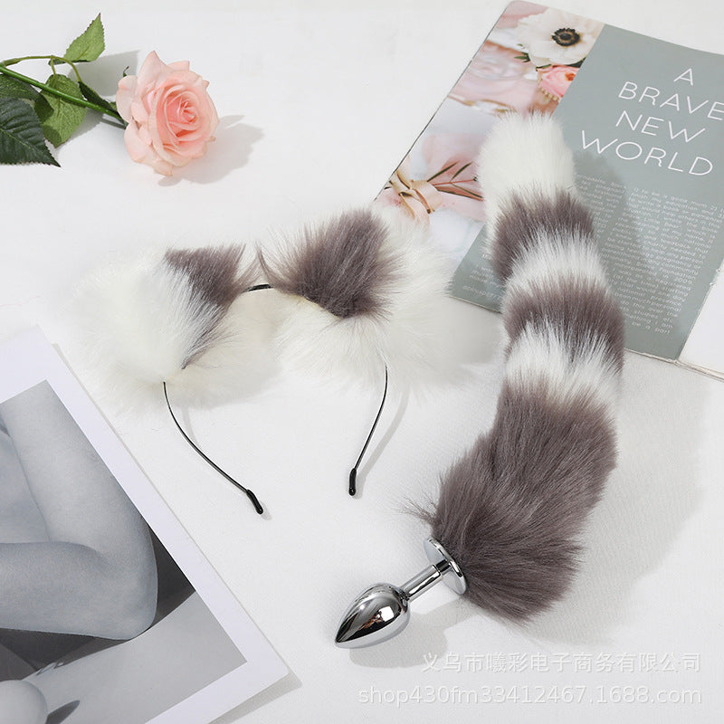 Fox Tail Metal Butt Anal Plug Cute Bow-Knot Soft Cat Ears Headbands Set Erotic Cosplay Accessories Adult Sex Toys for Couples - buysextoyth