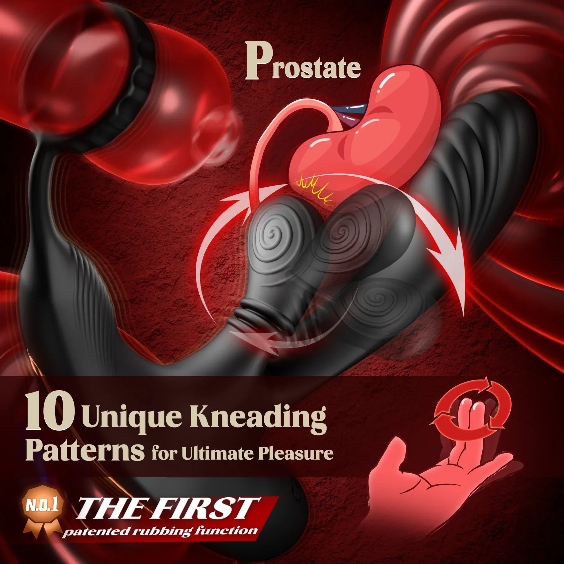 3 in 1 360° Circular Kneading Anal Vibrator Male Prostate Massager with Cock Ring Butt Plug L-Shaped Adult Sex Toys for Men 18 - buysextoyth