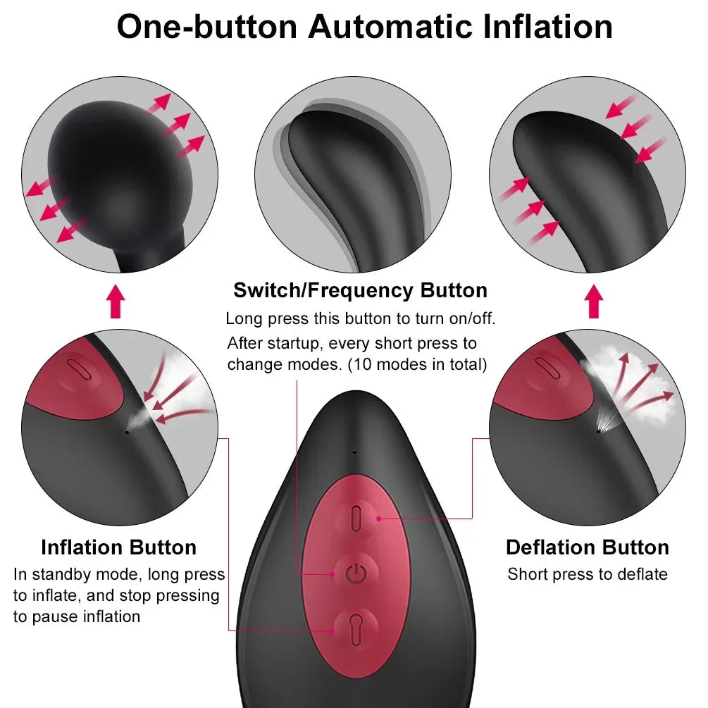 Wireless Remote Control Prostate Massage Vibrator Inflatable Anal sex toys for men Anal Plug Expansion Sex Toys For Gay Adults - buysextoyth