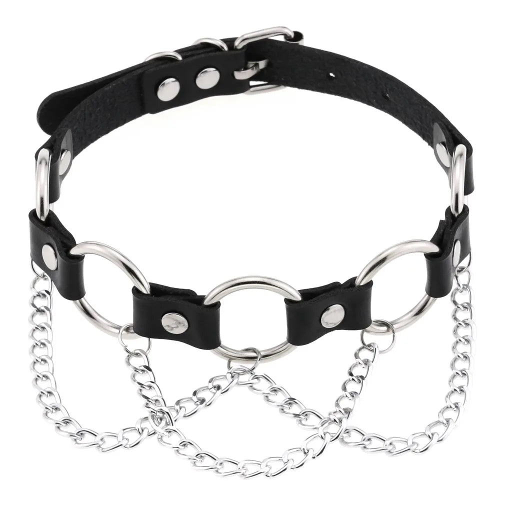 BDSM Different Style Fashion Punk Men Torques Necklace Gothic PU Leather Choker Collar Necklace Women Body Chain - buysextoyth