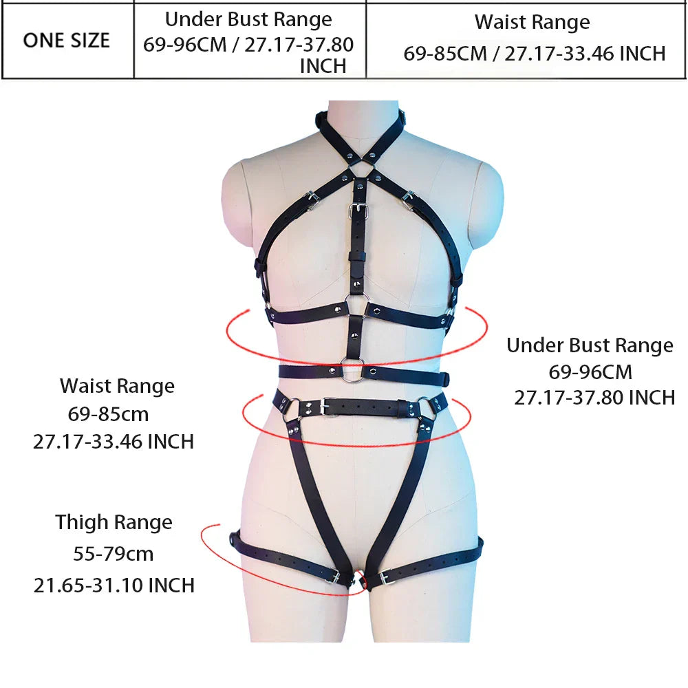 Sexy Body Harness Women Set Leather Lingerie Harness Belt Bdsm Bondage Lingerie Thigh Garter Belt Gothic Fetish Clothing - buysextoyth