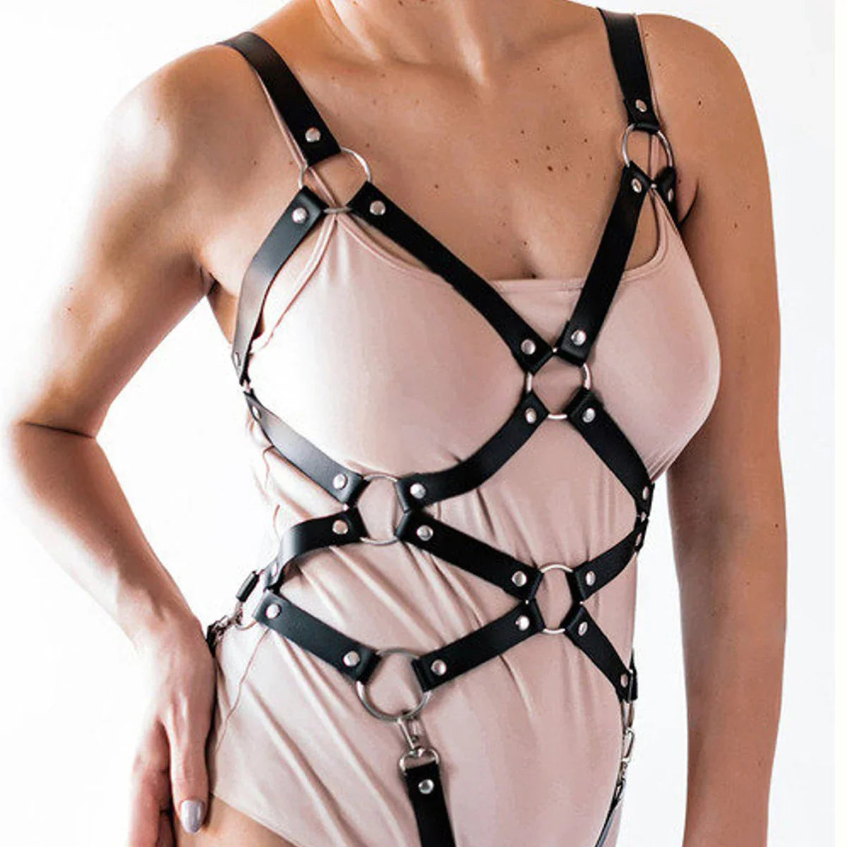 Women Sexy Pu Leather Lingerie Full Body Harness Belt  Bdsm Bondage Thigh Garter Belt Gothic Fetish Clothing Exotic Accessories - buysextoyth