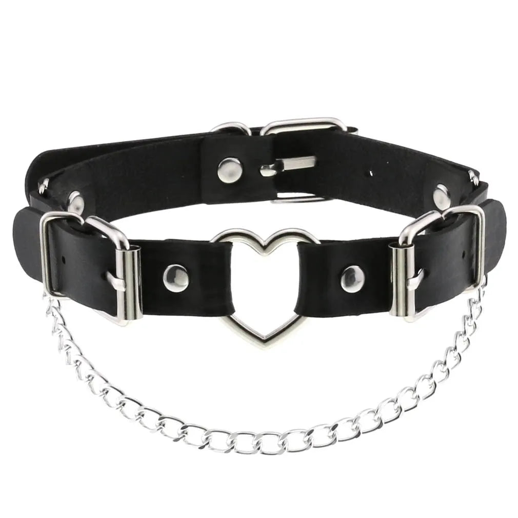 BDSM Different Style Fashion Punk Men Torques Necklace Gothic PU Leather Choker Collar Necklace Women Body Chain - buysextoyth