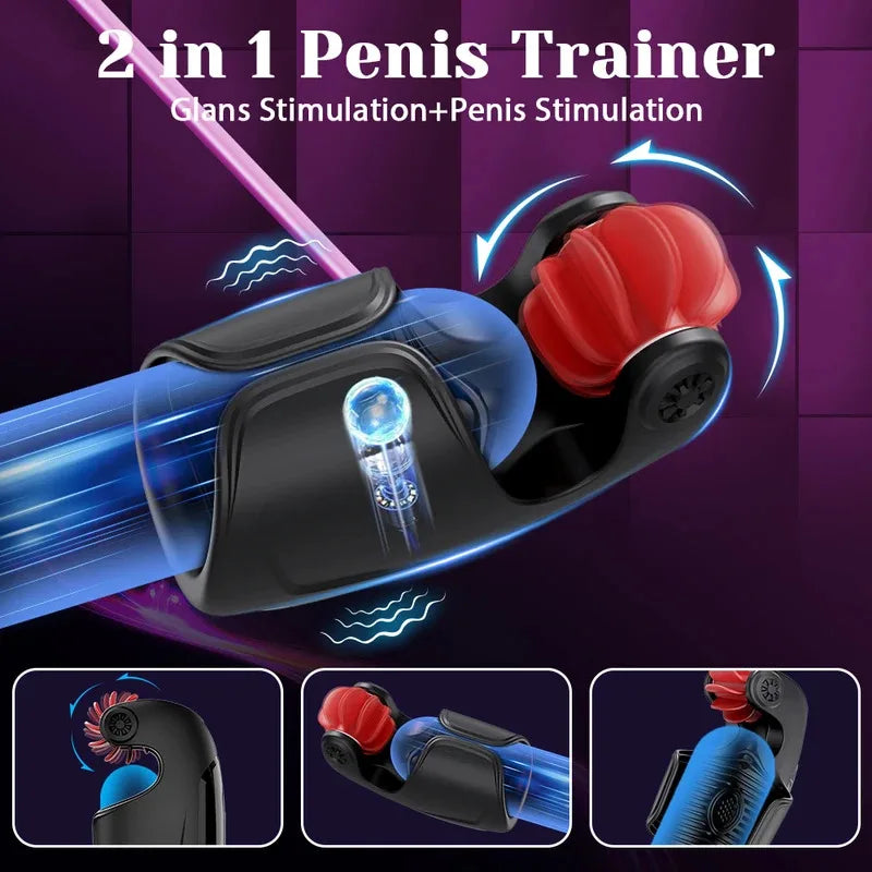 Male Rotating Licking Penis Trainer  Full Intelligent Men Tapping Lasting Glans  Exerciser Delay Endurance Vibrator Toys - buysextoyth