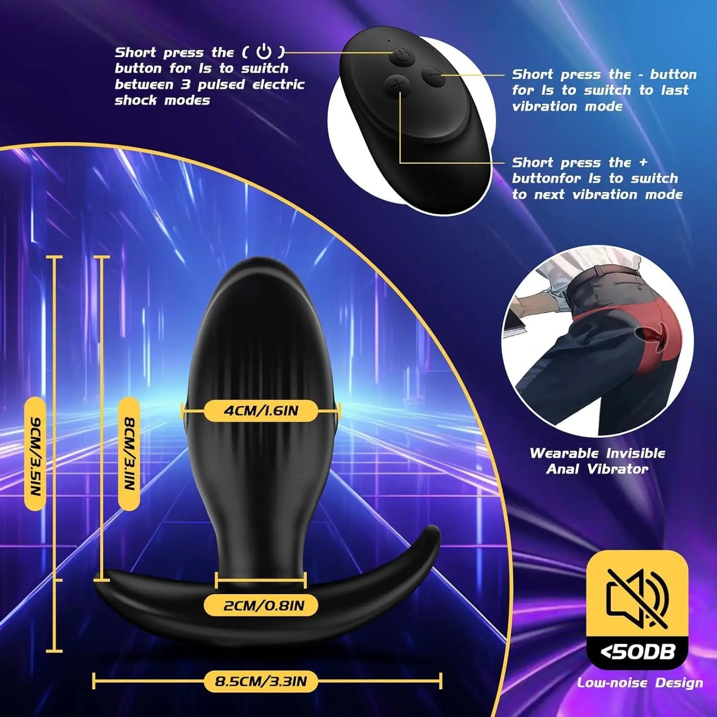 Electric Shock Anal Plug Vibrator Prostate Massager Wireless Buttplug 10 Vibrating & 3 Pulsed Modes Sex Toys for Couple Gay Women - buysextoyth
