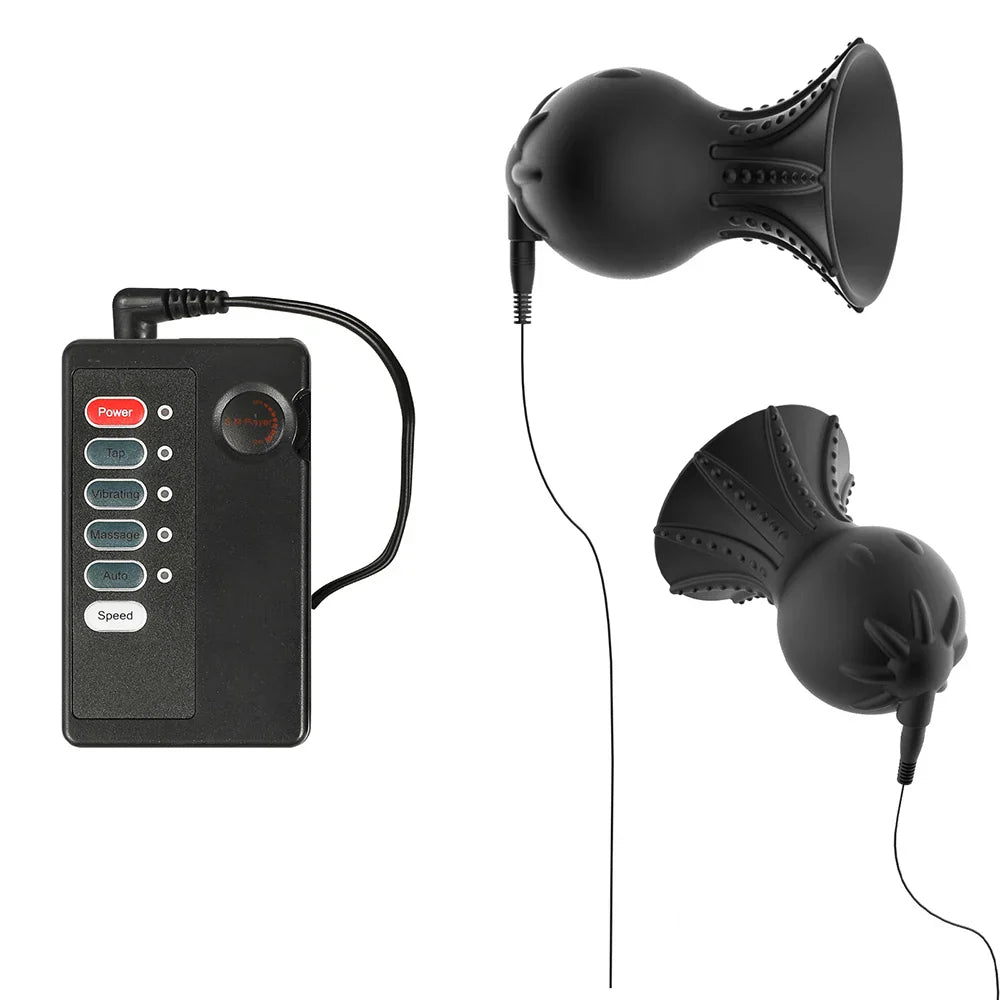 Nipple Sucker Clamps Electro Stimulator Nipples Pussy Breast Clit Masturbator Breast Enlarger Sex Toy Bdsm Tool Electric Shocker - buysextoyth