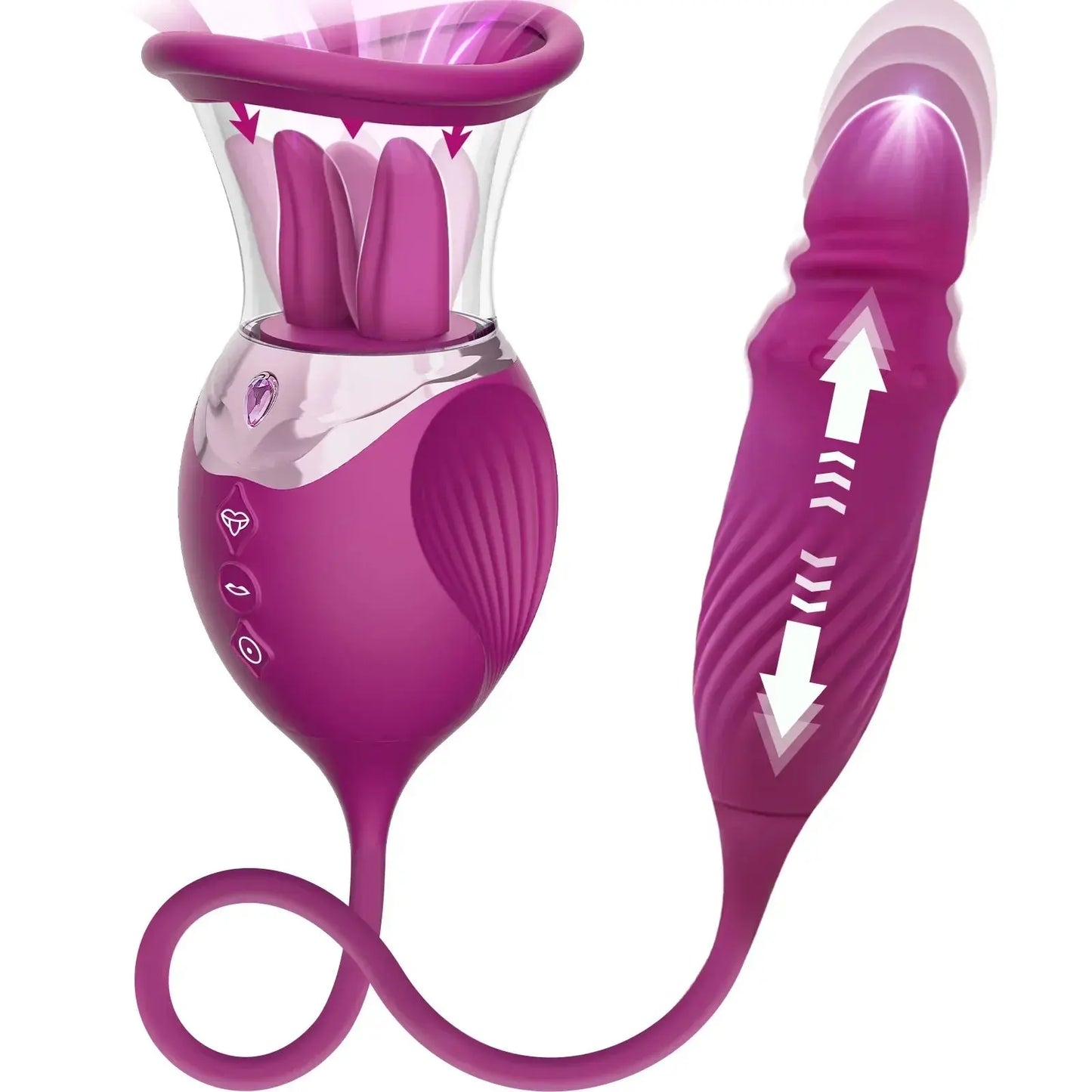 Rose Sucking Vibrator for Women 4 in 1Thrusting Dildo G Spot Nipples Sucker Clitoris Stimulator Vibrating Egg Adult Sex Toys - buysextoyth