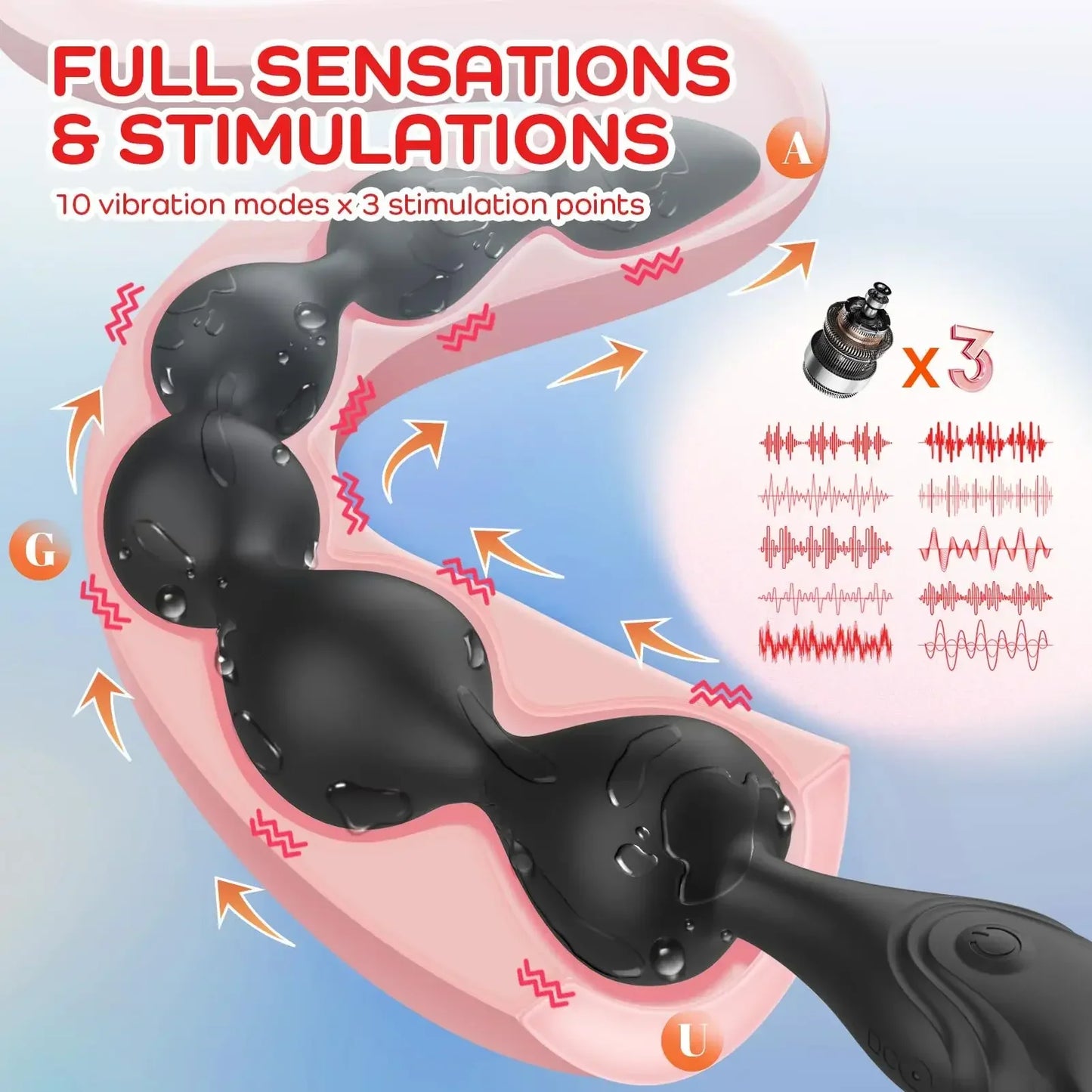 14.4 Inch Ultra-Soft Liquid Silicone Vibrating Anal Beads Butt Plug Prostate Massager Anal Sex Toys for Men Couples 18+ - buysextoyth
