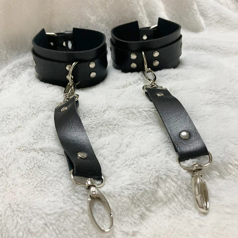 Adult Sex Toys BDSM Bondage Gear Adjustable Handcuffs Ankle Cuffs Open Leg Restraint Fetish Restraints Collar No Vibrators SM 18 - buysextoyth