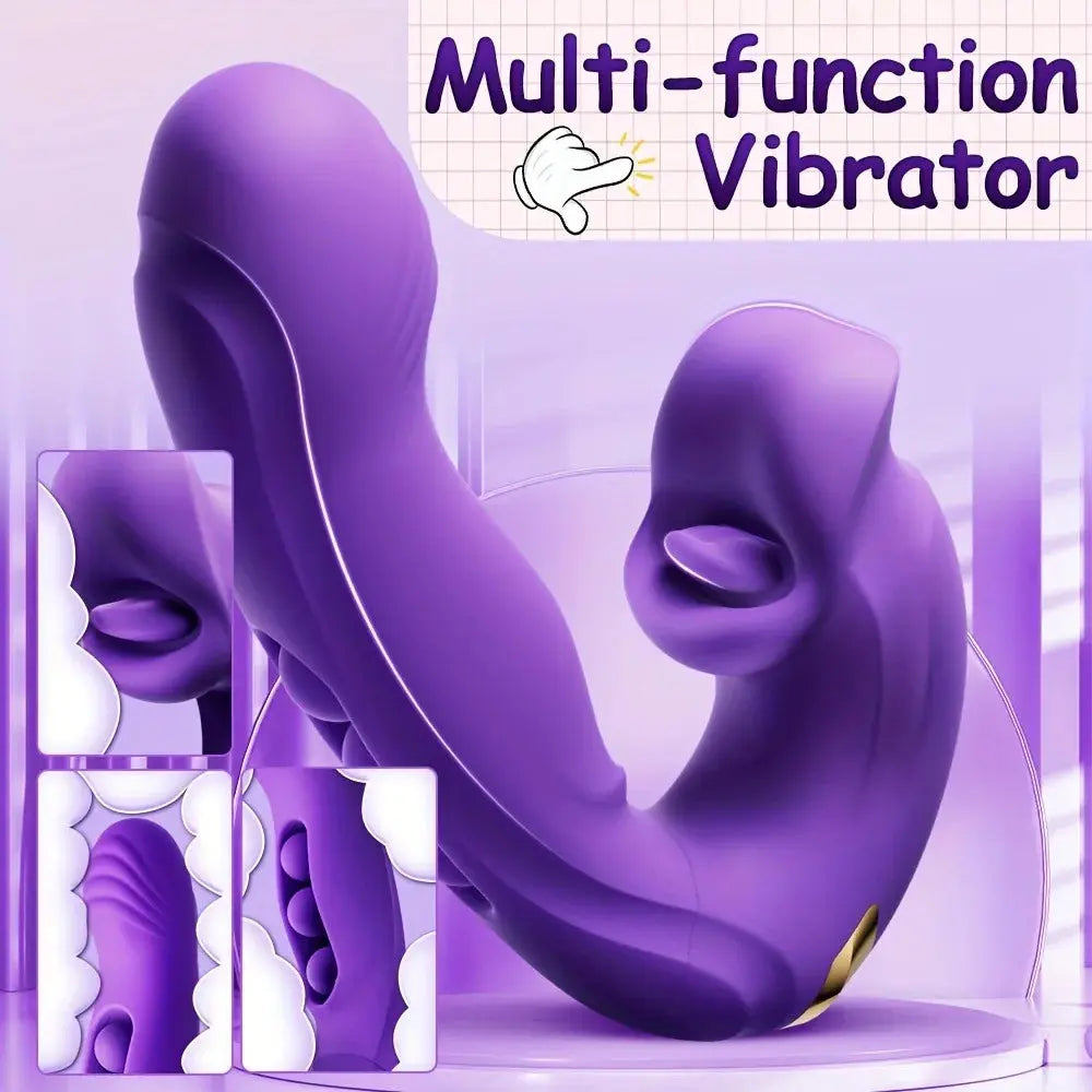 3 in 1 Realistic Lips Clitoris Vibrator for Woman G Spot Sex Toy with 10 Flapping Vibrating and Licking Tongue Modes Masturbator - buysextoyth