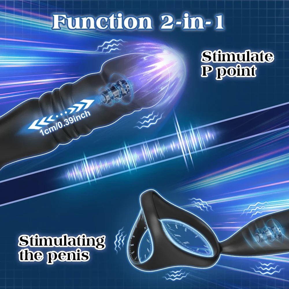Male Thrusting Prostate Massager Butt Plug for Men APP Control Telescopic Anal Plug Prostate Vibrator for Gay Sex Toy for Men - buysextoyth