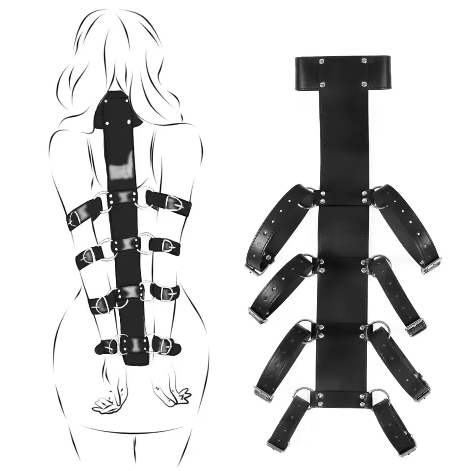 Behind Hadncuffs Collar BDSM Bondage Restraints Slave Armbinder Fetish Harness Erotic Sex Belt Erotic Products For Adult SM Game - buysextoyth