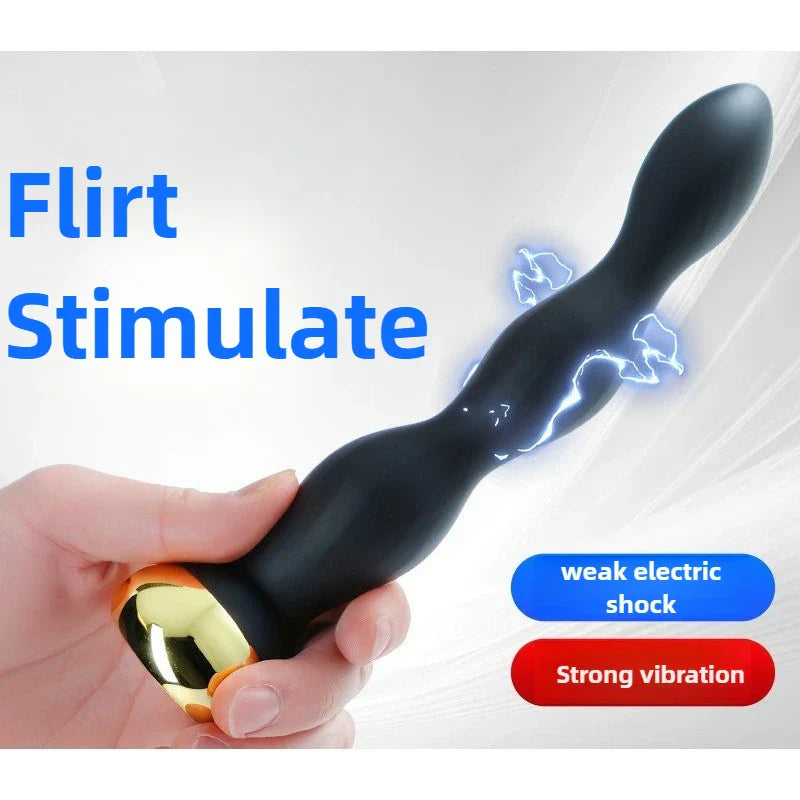 Anal Vibrator Electric Shock Anal Sex Plug Sex Toys Silicone Beads Vibrator Wireless Remote Control Anal Sex Toys for Women - buysextoyth