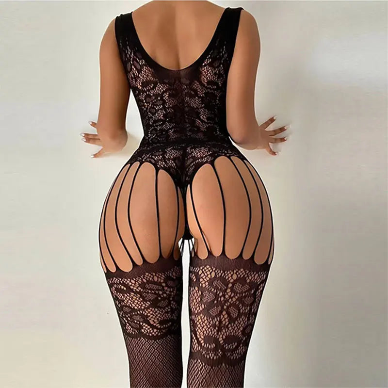 Fishnet Lingerie Set Bdsm Body Stockings Crotchless Sex Tights Sheer Open Women Underwear Erotic Costume Teddy Babydoll Bodysuit - buysextoyth