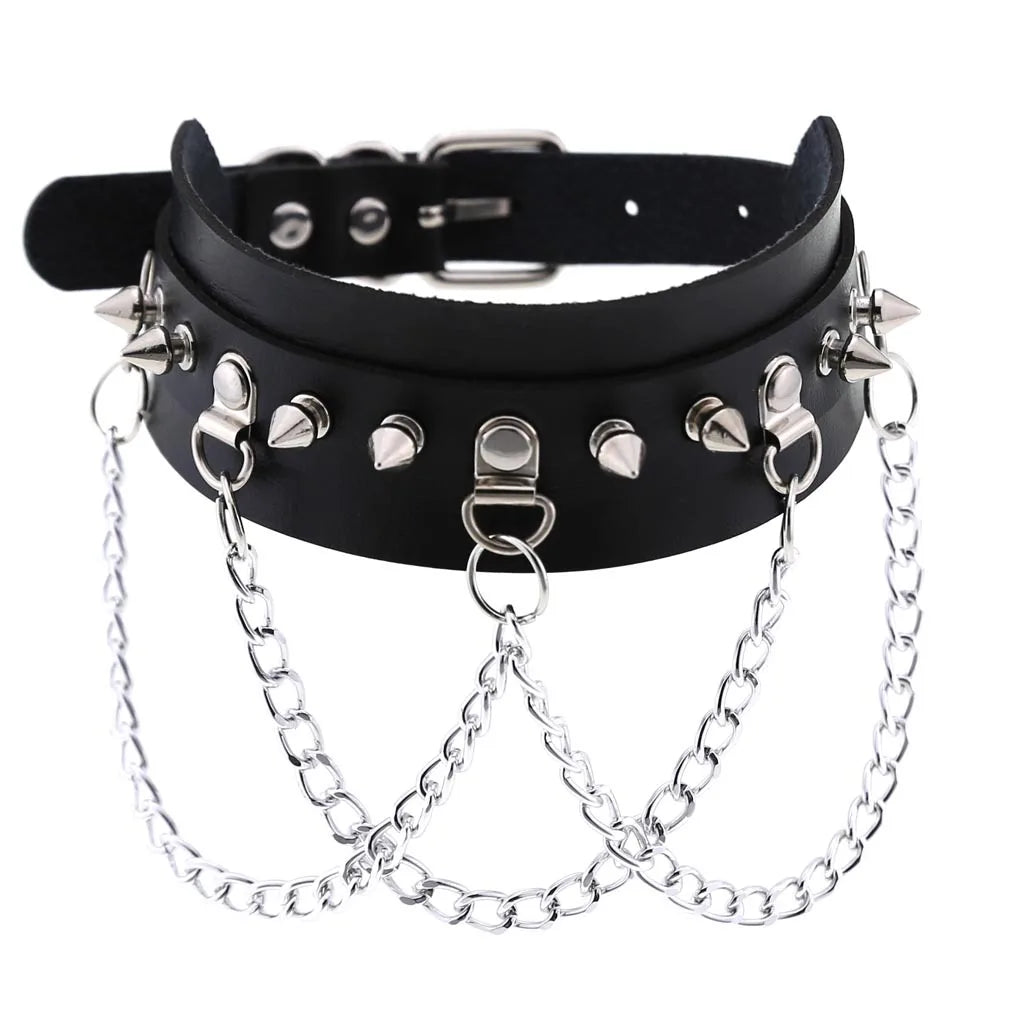 BDSM Different Style Fashion Punk Men Torques Necklace Gothic PU Leather Choker Collar Necklace Women Body Chain - buysextoyth