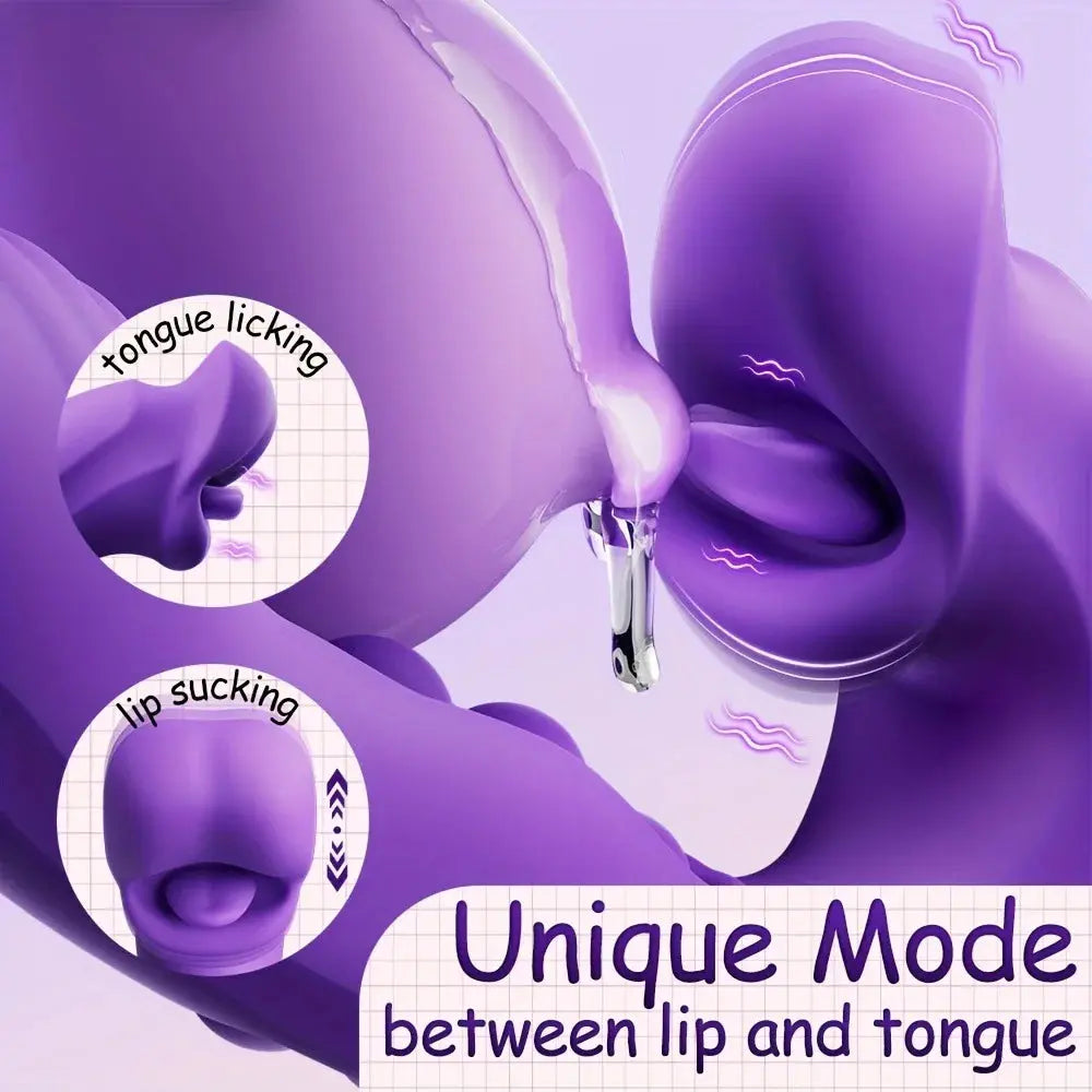 3 in 1 Realistic Lips Clitoris Vibrator for Woman G Spot Sex Toy with 10 Flapping Vibrating and Licking Tongue Modes Masturbator - buysextoyth