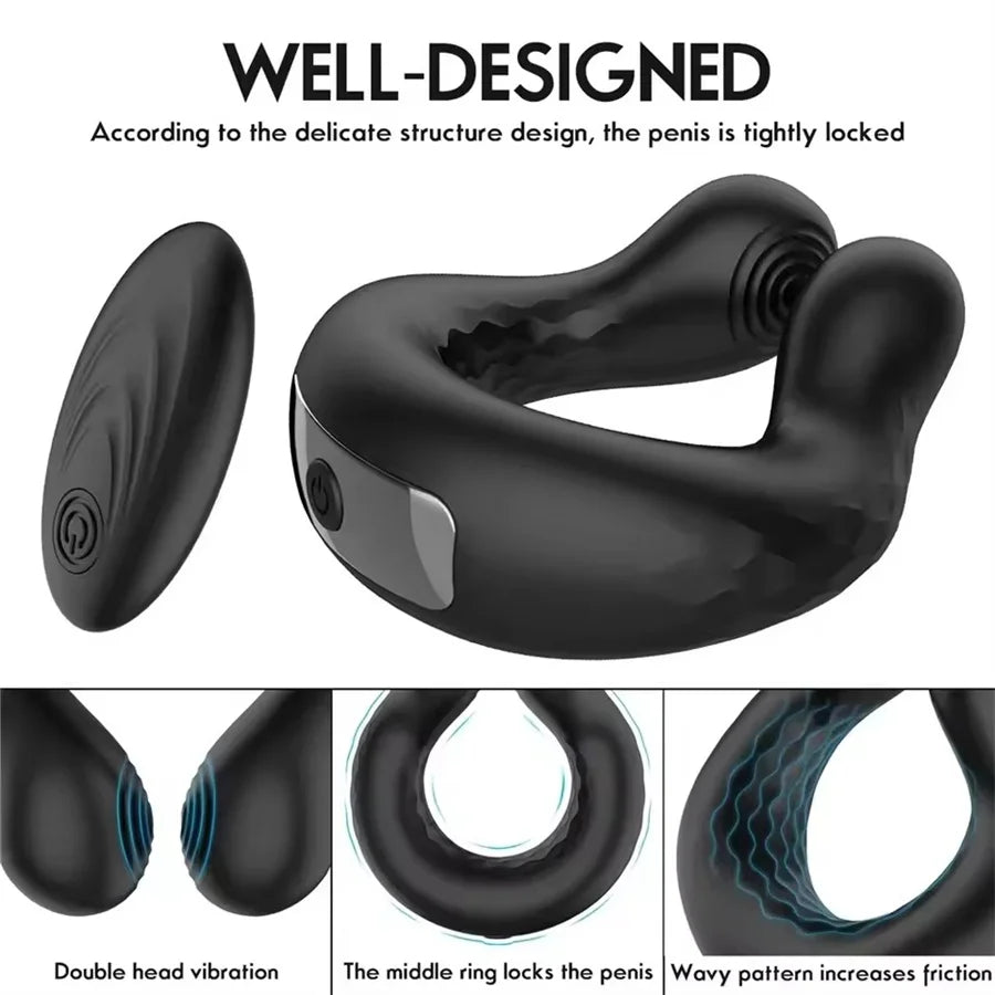 Wireless Remote Vibrating Penis Ring Cock Ring Vibrator Delay Ejaculation Cockring Male Masturbator Sex Toys For Men Gay 18 - buysextoyth