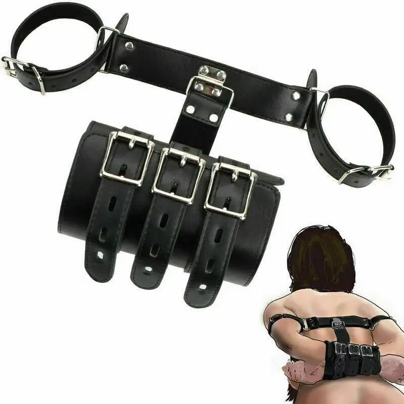 BDSM Bondage Body Restraints Reverse Back Handcuffs Adult Products Sex Game PU Leather Cuffs Sex Toys for Women Couples - buysextoyth
