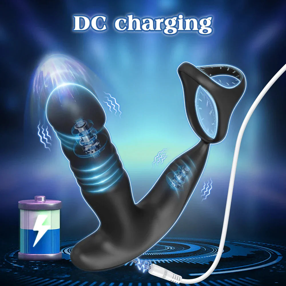 Male Thrusting Prostate Massager Butt Plug for Men APP Control Telescopic Anal Plug Prostate Vibrator for Gay Sex Toy for Men - buysextoyth