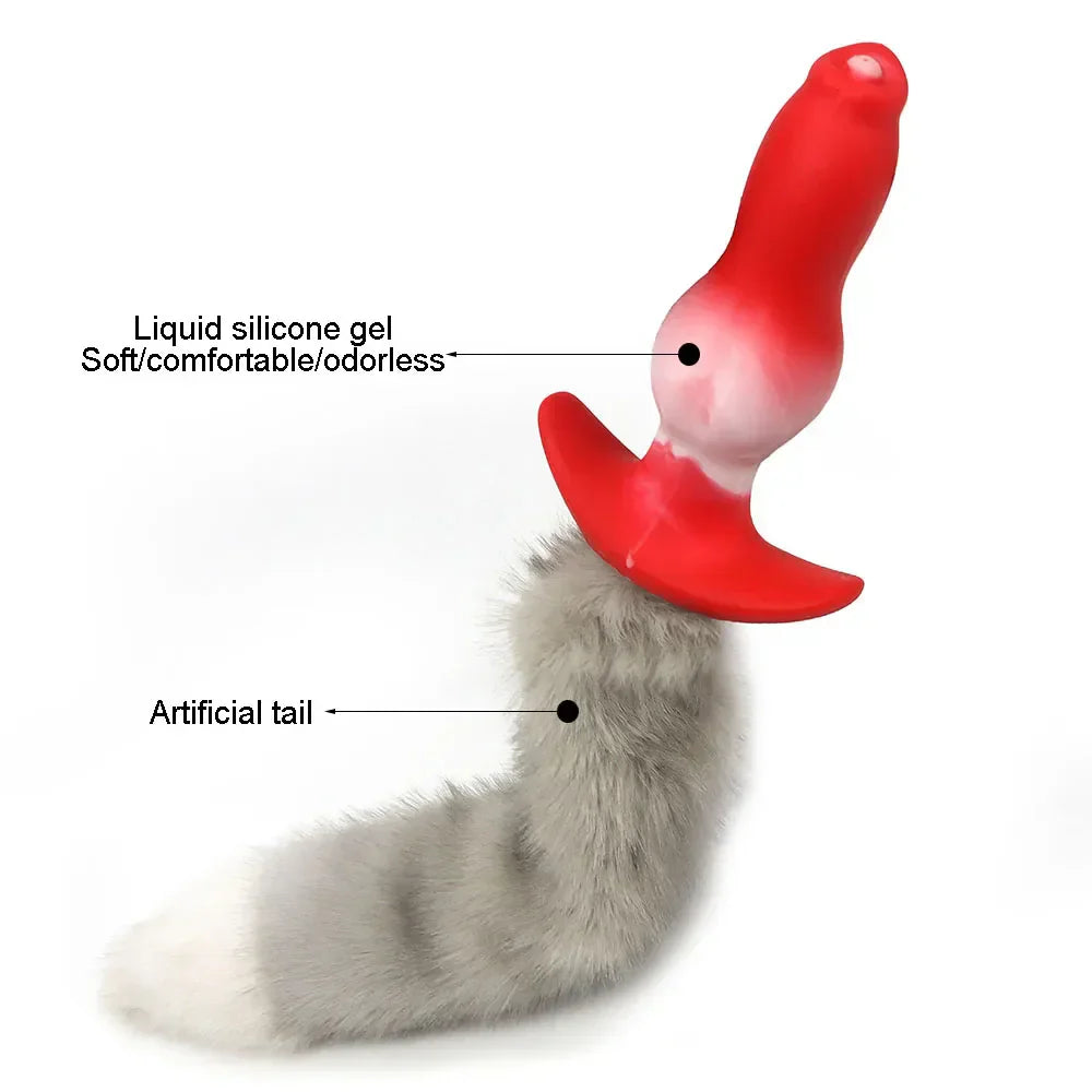 Adult Sex Games Anal Plug With Tail Soft Silicone Dog Knot Butt Plug Wearable Tail Detachable Cosplay Sex Toys For Women Men - buysextoyth