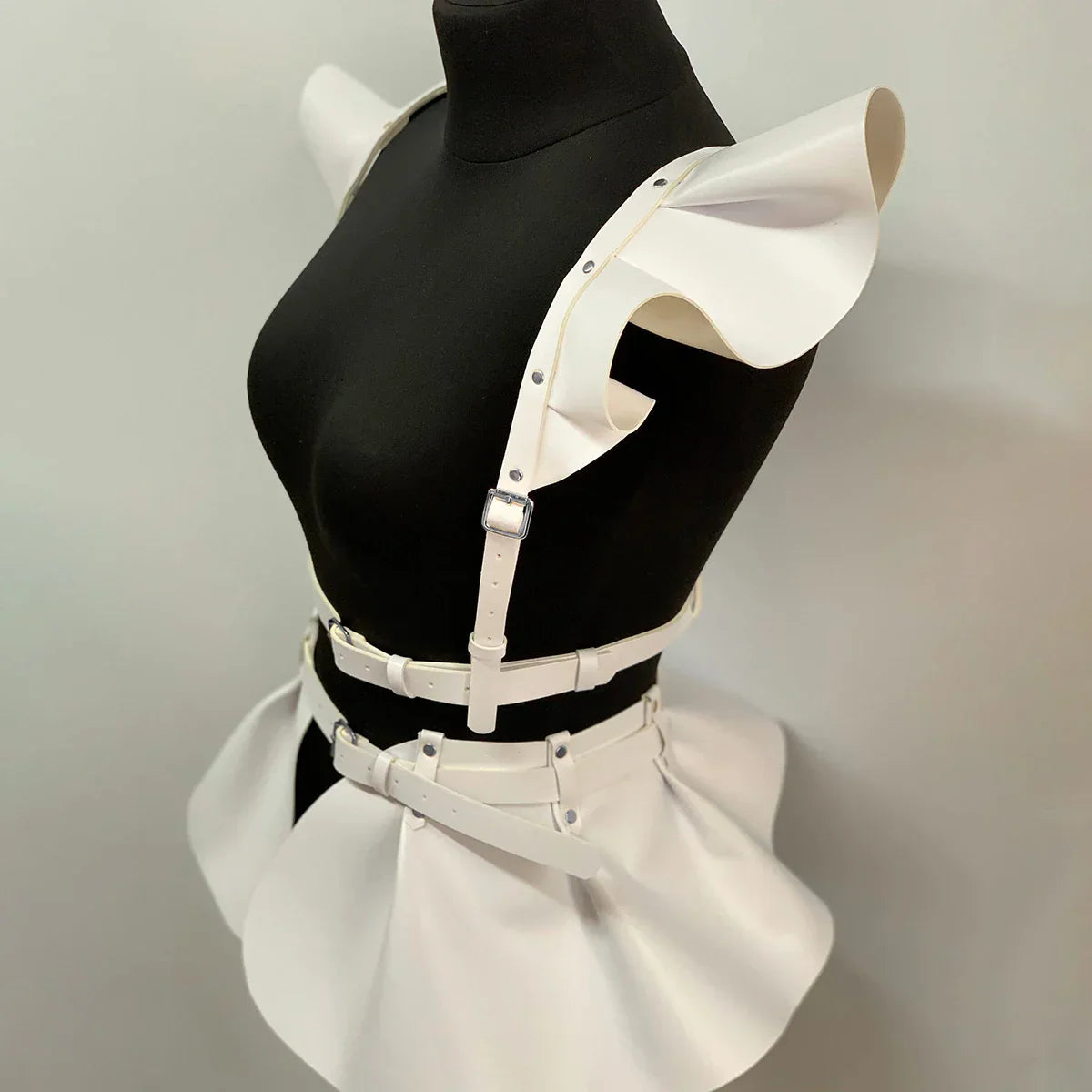 skirt Women's Belts Fashion Leather Body Harness Belt Skirt With Ruffle Hem Gothic Style Waist &Shoulder Belt Clothing Accessory - buysextoyth