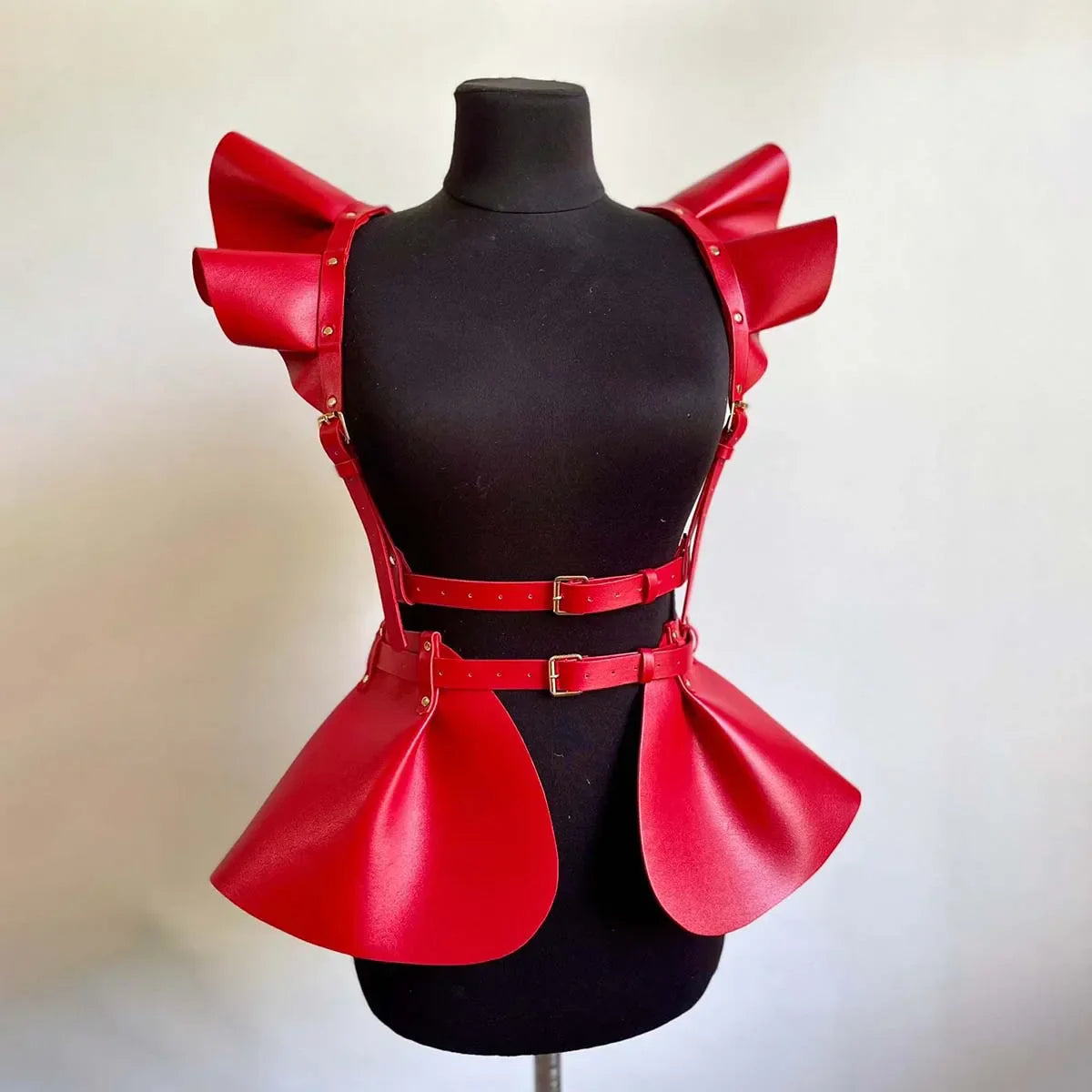 skirt Women's Belts Fashion Leather Body Harness Belt Skirt With Ruffle Hem Gothic Style Waist &Shoulder Belt Clothing Accessory - buysextoyth