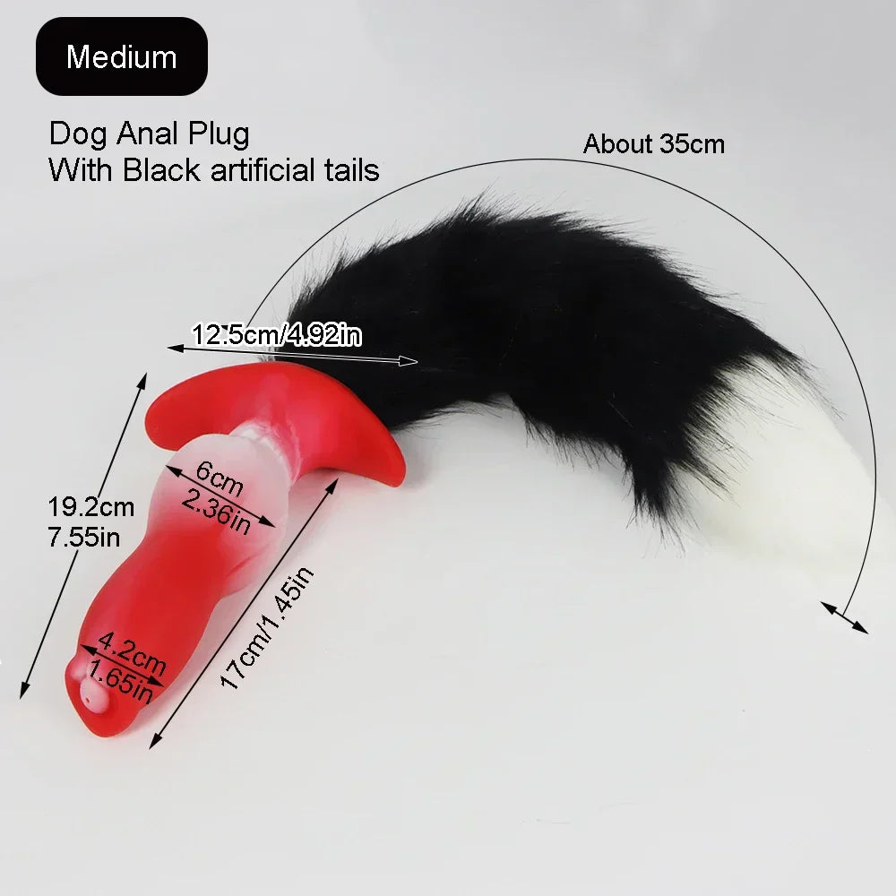 Adult Sex Games Anal Plug With Tail Soft Silicone Dog Knot Butt Plug Wearable Tail Detachable Cosplay Sex Toys For Women Men - buysextoyth