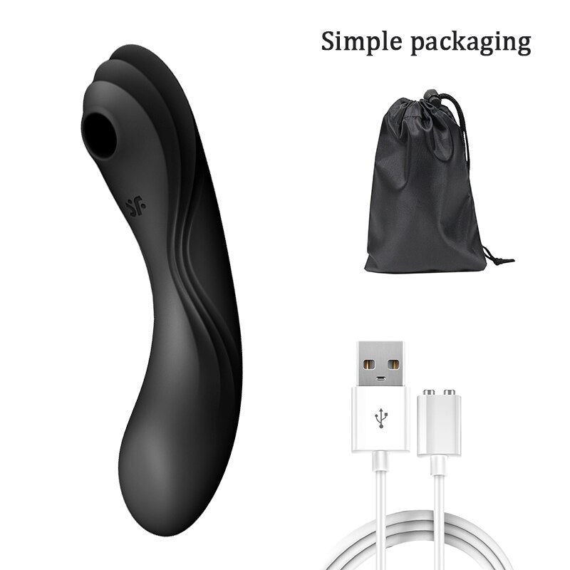 Satisfyer Curvy Trinity 4ของเล่นสำหรับสตรี18 + G-Spot Vibrator 3in1 Clit ดูด Stimulator ซิลิโคนกันน้ำสีดำของเล่น - buysextoyth