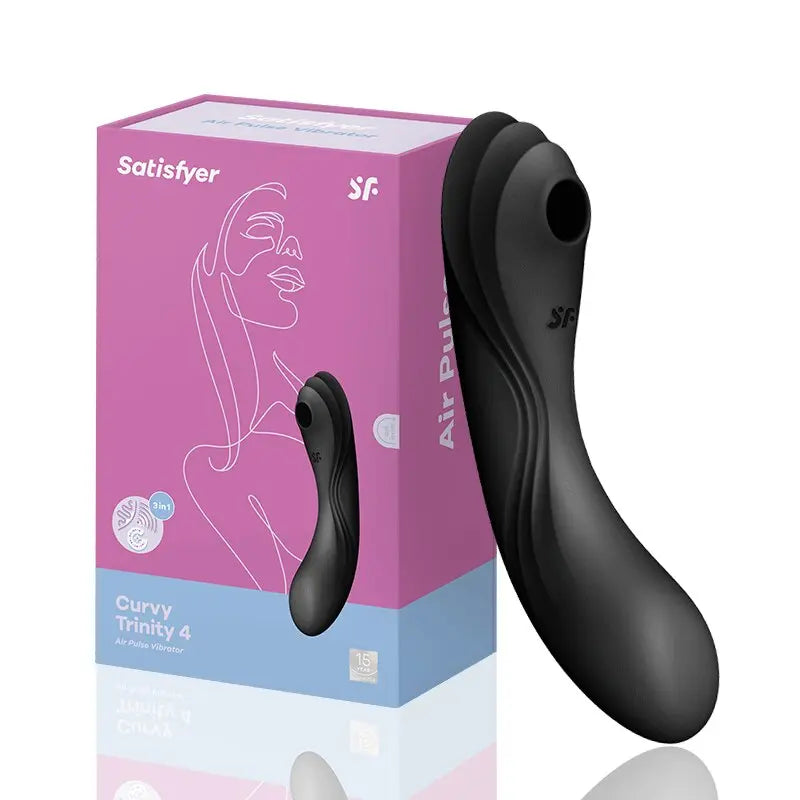Satisfyer Curvy Trinity 4ของเล่นสำหรับสตรี18 + G-Spot Vibrator 3in1 Clit ดูด Stimulator ซิลิโคนกันน้ำสีดำของเล่น - buysextoyth