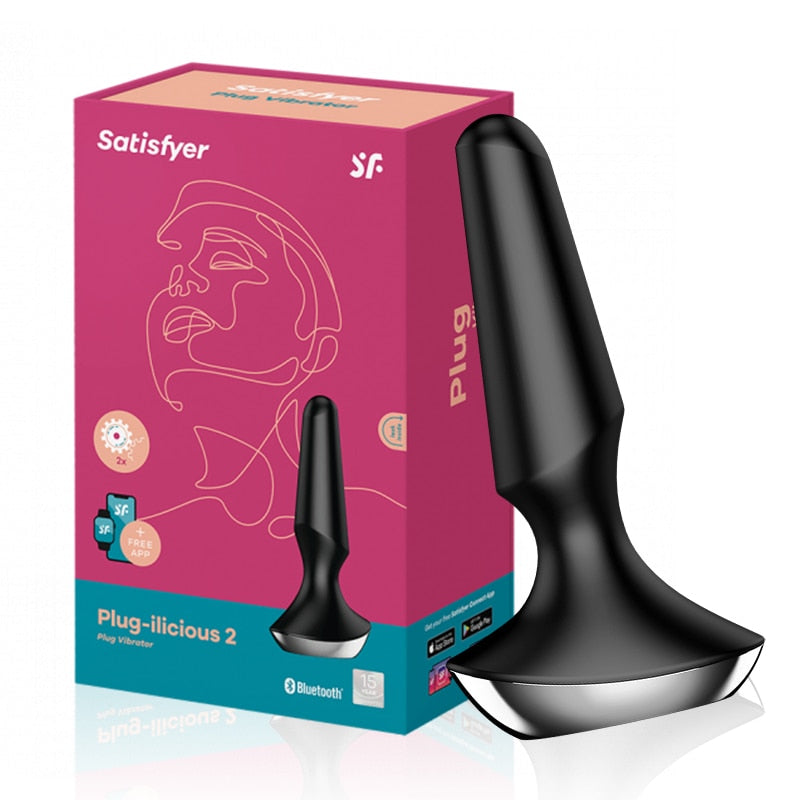 Satisfyer Plug-Ilicious 2 App รีโมทคอนโทรลต่อมลูกหมาก Massager Buttplug ของเล่นสำหรับชาย Vibrator ซิลิโคนวัสดุหญิง Anal Plug - buysextoyth